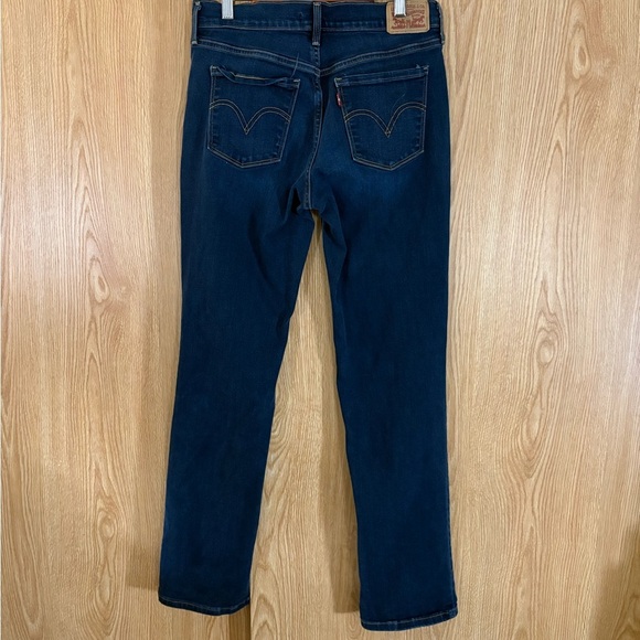 Levi's 505 Straight High Rise Dark Blue Jeans - Picture 3 of 5